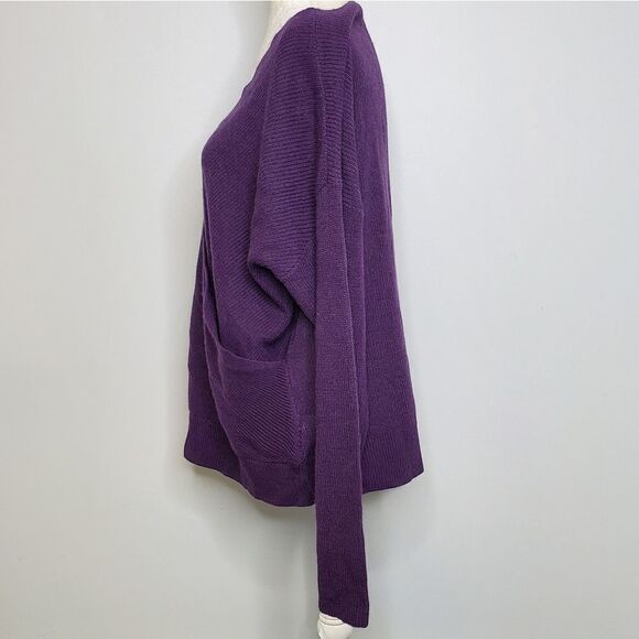 NEW BAR III purple sweater faux wrap surplice off shoulder XXL - Picture 4 of 8